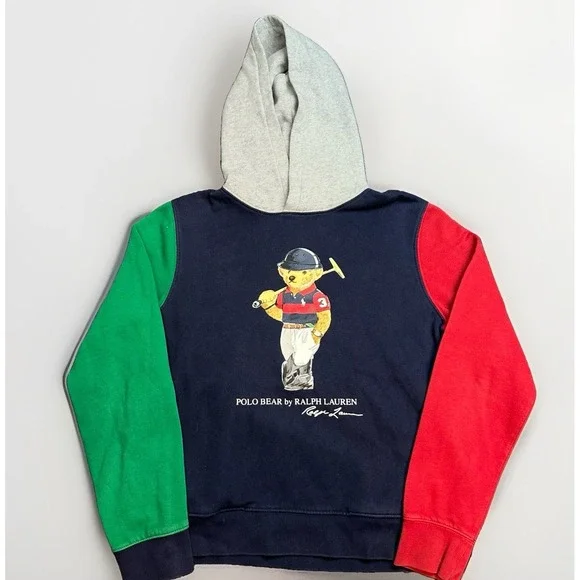 Polo Ralph Lauren Hoodie Youth Xl Multicolor Polo Bear Fleece Pullover Graphic