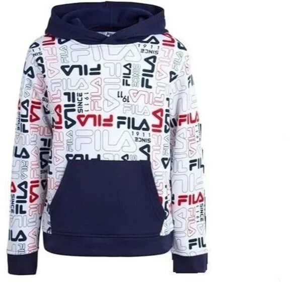 Fila Boys Active Hoodie Sweatshirt Navy Classic Logo Size Small (8) New