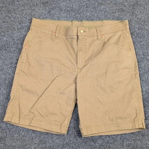 LL Bean Mens Classic Khaki Shorts Tan Cotton Stretch Utility Hiking Shorts 36W