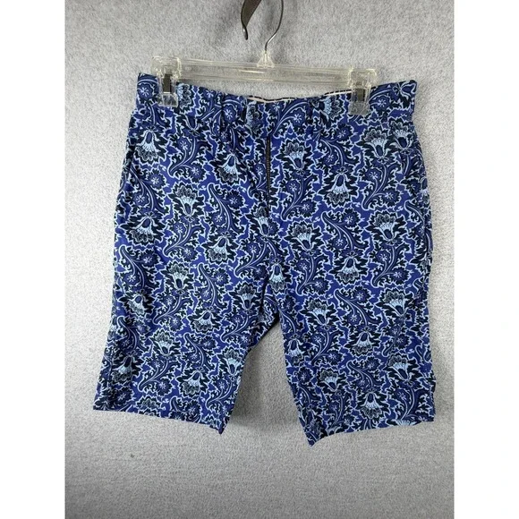 Banana Republic Shorts‎ Mens 28 Blue Paisley Print Chino Summer Casual