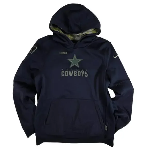 Nike NFL Cowboys Hoodie Youth XL Adult S M Dri Fit Salute Service Black On Field