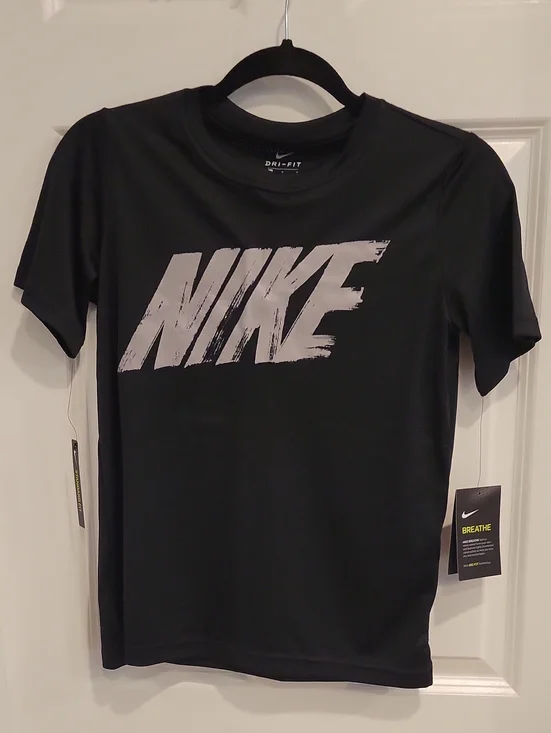 Nike Black Tee with Gray Brushstroke Logo