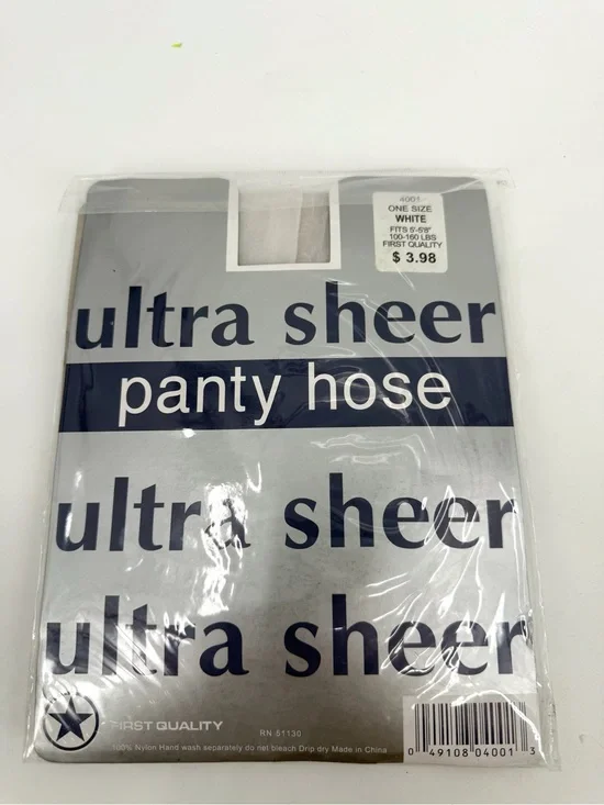 Ultra Sheer Pantyhose One Size White VTG 100% Nylon SEALED