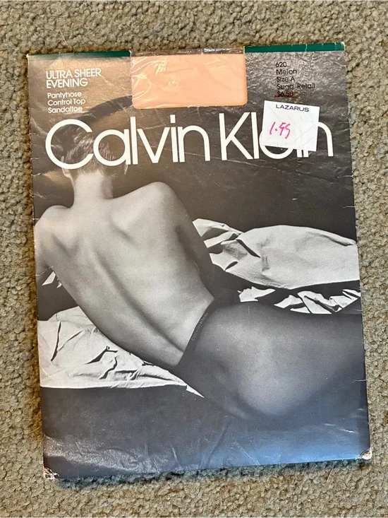 Vintage 80s Calvin Klein Ultra Sheer Evening Pantyhose Melon Size A