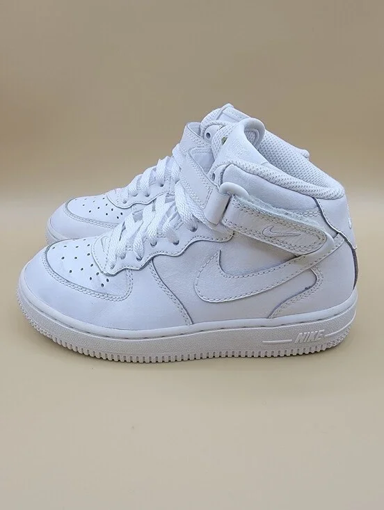 Nike Air Force 1 Mid Triple White Little Kid's Shoes Size 13C Sneakers Boys Girl