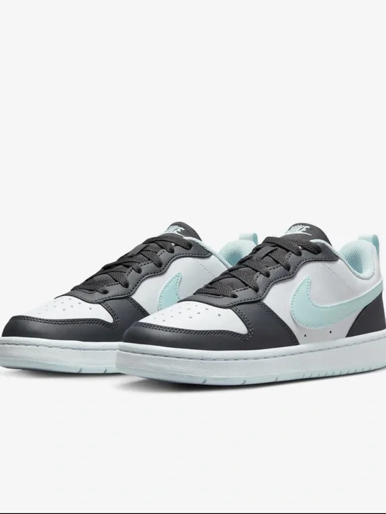 Nike youth Court Borough Low Recraft  in White, Black & Light Blue