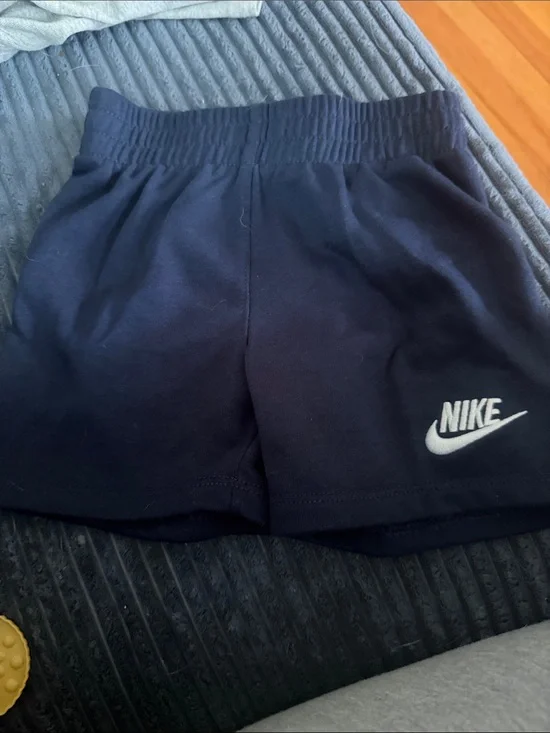 Nike Navy Shorts with White Logo - Kids