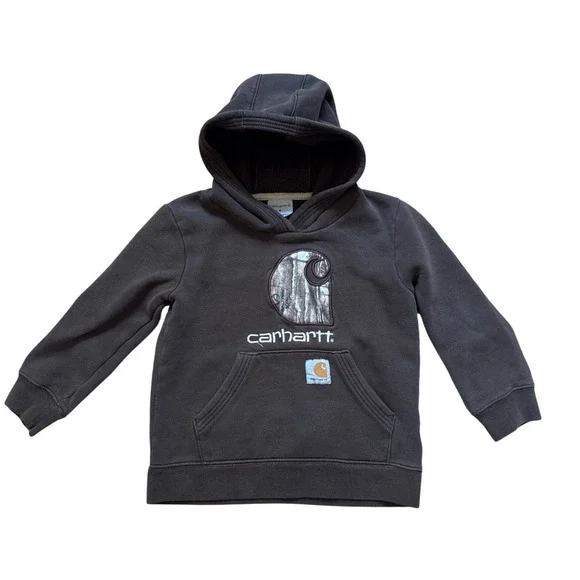 Carhartt Hoodie Kids‎ Brown Good Realtree Camo Logo Pullover Fleece SIZE 5