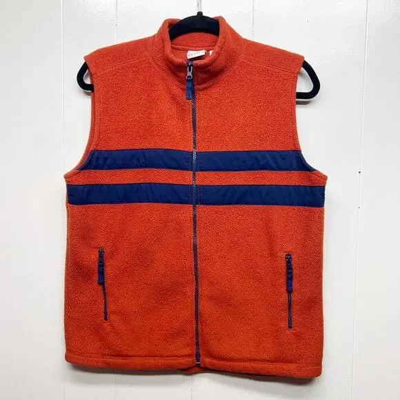 TKS Vintage Boys Fleece Full Zip Orange Vest Size M (10/12) Zip Pockets