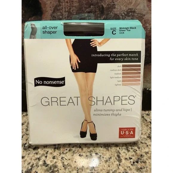 No Nonsense Great Shapes, Midnight Black Sheer Toe Size C, CC6, NIB