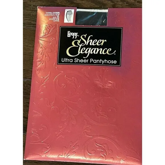 L'eggs Sheer‎ Elegance Ultra Sheer Pantyhose Sz B ONYX Control Top~