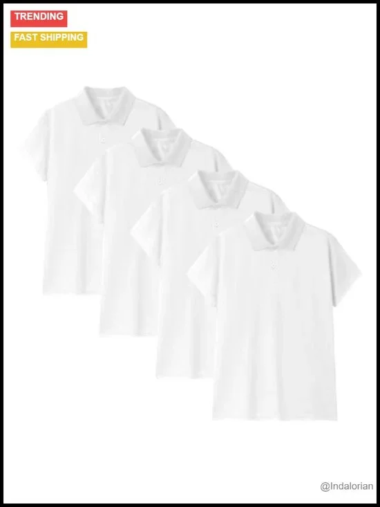 4pk Boys Polo Shirts Mesh Athletic Quick Dry Short Sleeve Performance Tops