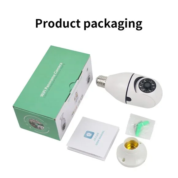 NWT GLORYSUNSHINE WIFI PANORAMA HD SMART LIGHT BULB CAMERA-355°Pan 90°TILT