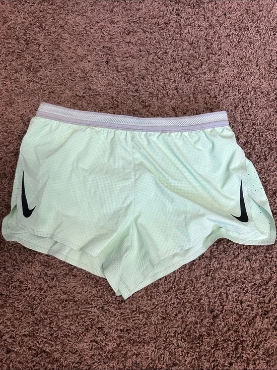 Nike Light Mint Athletic Shorts with Black Swoosh