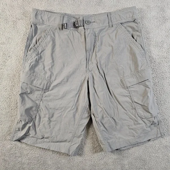 REI Co-op Sahara‎ Cargo Shorts Mens 34 Grey Relaxed Fit Hiking Outdoor Belted