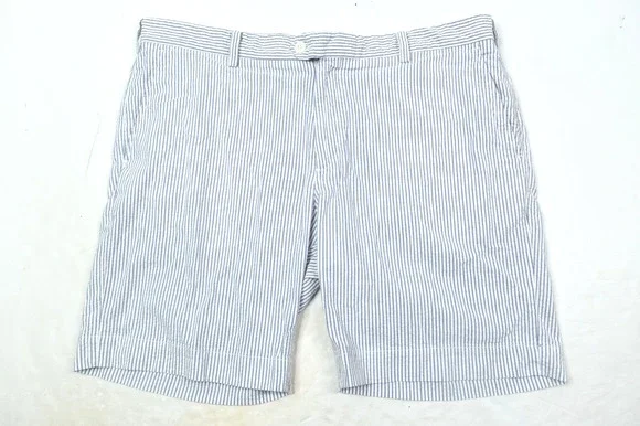 Brooks Brothers Seersucker Shorts Mens 40 White Blue Striped Cotton Classic Fit
