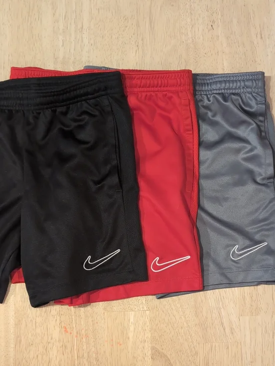 Nike Kids' Athletic Shorts Set (Black, Red, Gray) Size Small