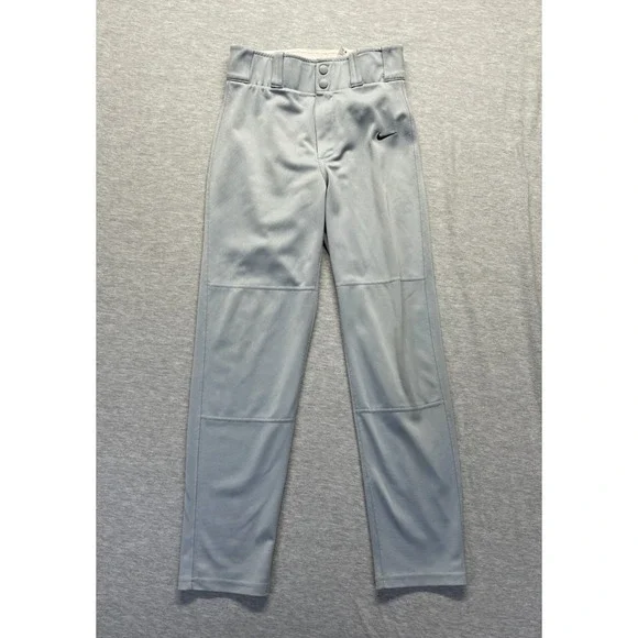 Nike Dri Fit Core Baseball Pants Boys Large Gray Logo Reinforced Knees Slim Fit