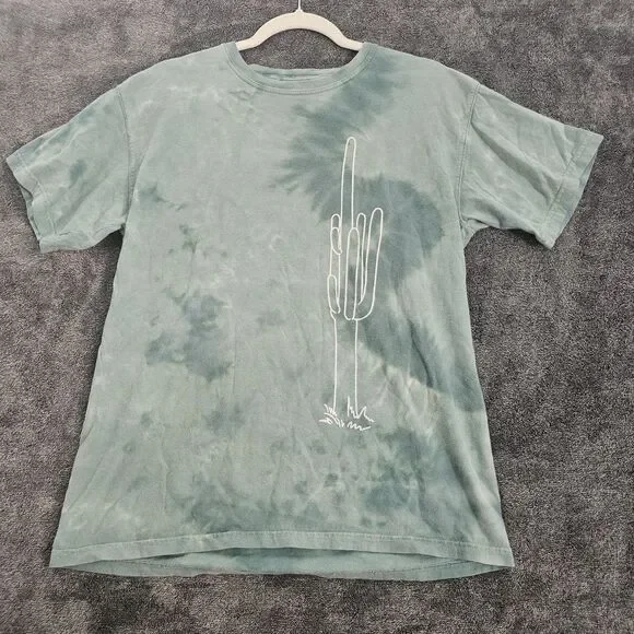 Call Your Mother Youth Medium Tie Dye Cactus Desert Graphic T-Shirt Blue Green