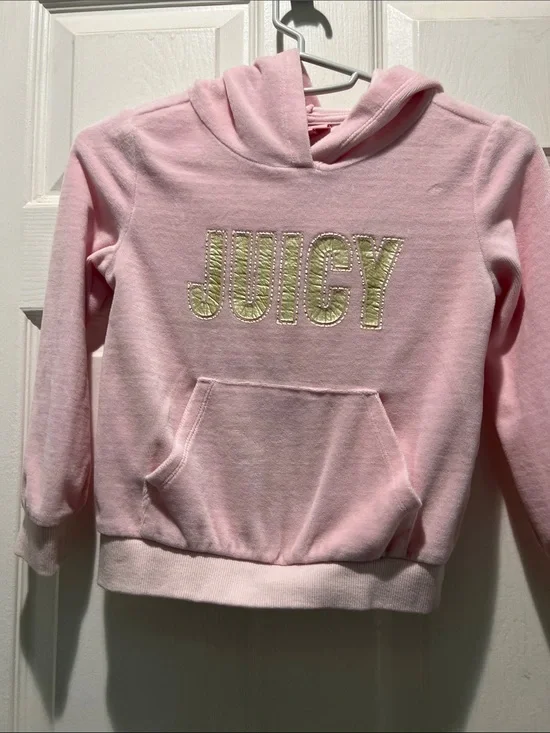 Juicy Couture Kids Light Pink Hooded Sweatshirt with Gold Juicy Applique