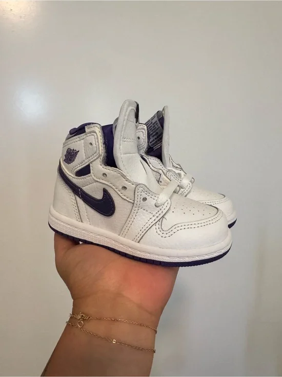 Nike Kids White and Purple High-Top Sneakers