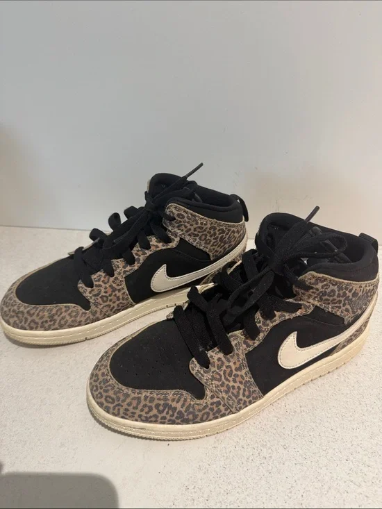 Nike High-Top Sneakers with Leopard Print and Black Panels
