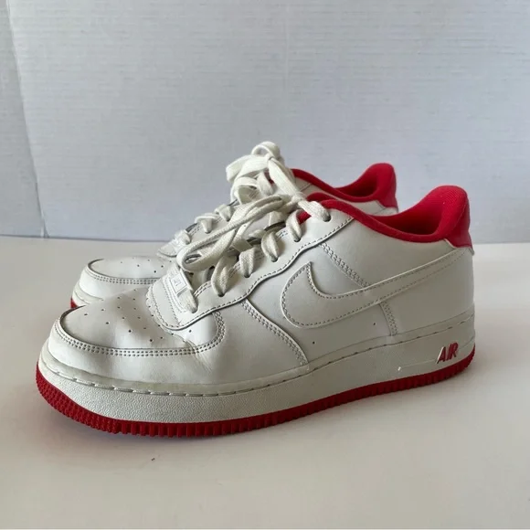 Nike F1 White University Red Low Sneakers Size 7Y