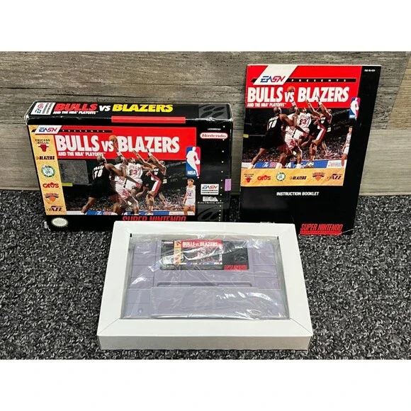 Bulls vs. Blazers and the NBA Playoffs (Super Nintendo, 1992) CIB Authentic SNES