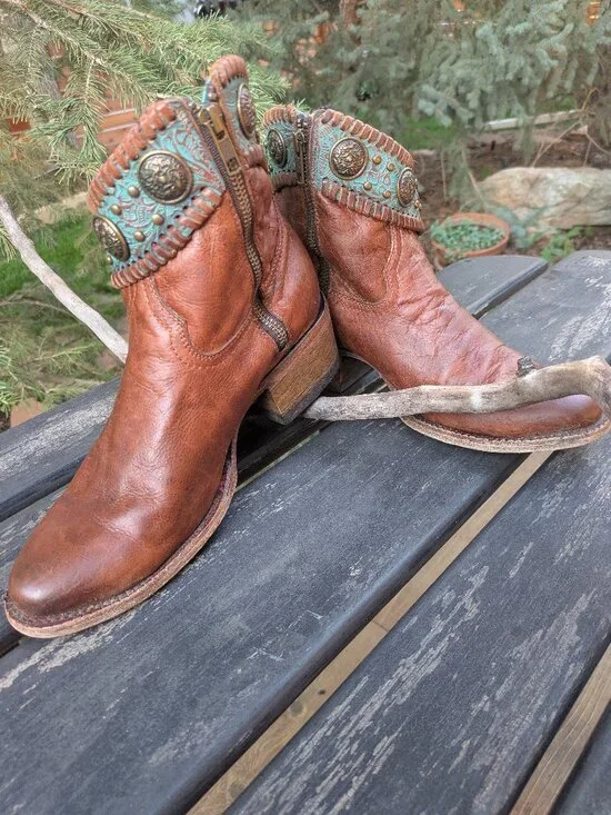 Corral Women's Western Concho Ankle Boots (Style A3196) Size 8 Cowgirl!.