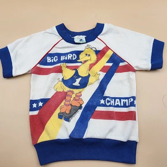 Sesame Street Muppets Big Bird Vintage Toddlers Shirt JC Penny 3T Skateboard