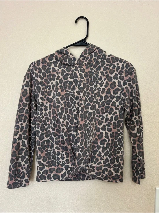 Leopard Print Hooded Pullover