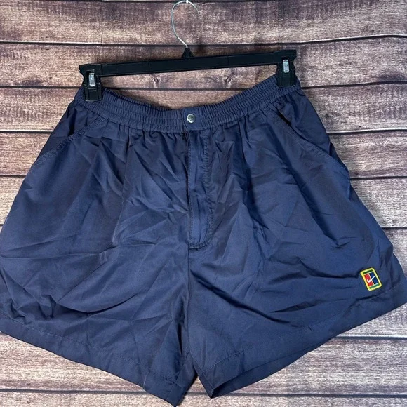 Nike Court Challenge Vintage Navy Blue Tennis Shorts Mens Large 90s Retro Logo