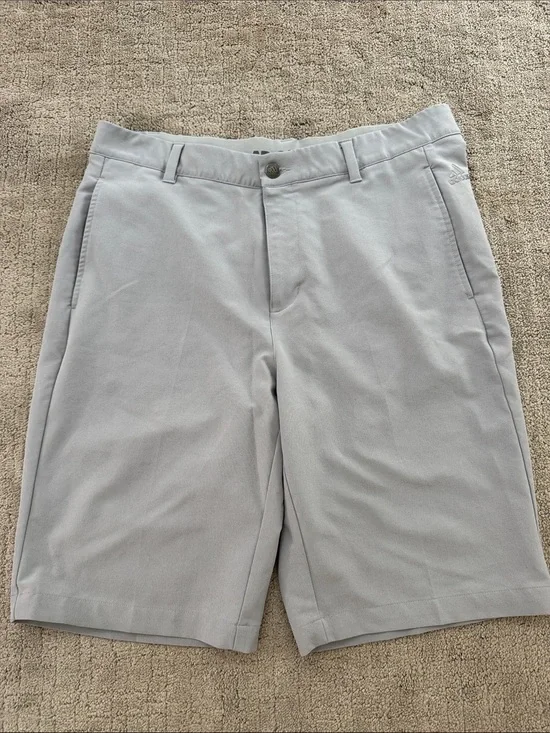 adidas Light Gray Men's Flat-Front Performance Shorts