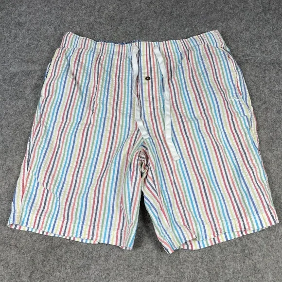 Tommy Bahama Seersucker Shorts Mens Large Multicolor Striped Cotton Drawstring