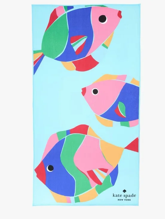 Kate Spade Colorful Tropical Fish Beach Towel - Bright Aqua Large