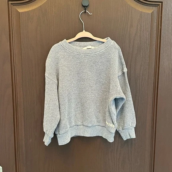 3/$25 HM Kids Waffle Knit Sweatshirt 5T-6 Blue Oversized Pullover Cozy Casual