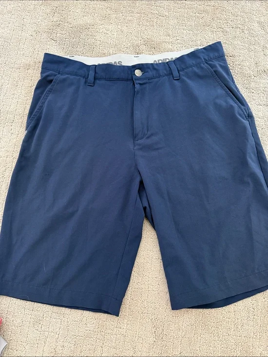 adidas Men's Navy Flat-Front Golf Shorts