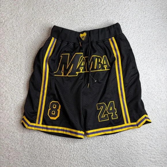 Just Don Mamba Basketball Shorts Mens Small Black Yellow Kobe Bryant 8 24 Mesh