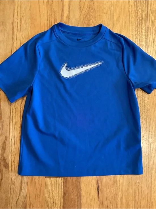 NIKE - TEE - Dri-Fit - Blue/White Nike Logo Boy’s Size S - Short Sleeve
