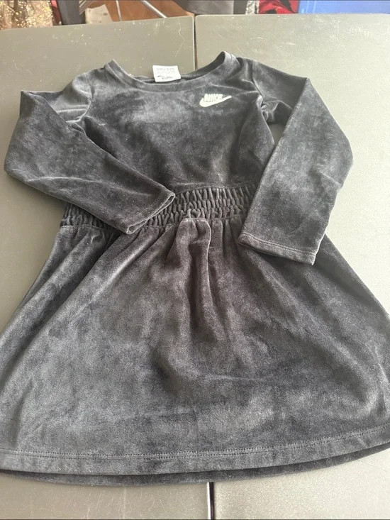 Nike Black Velour Long Sleeve Girls Dress