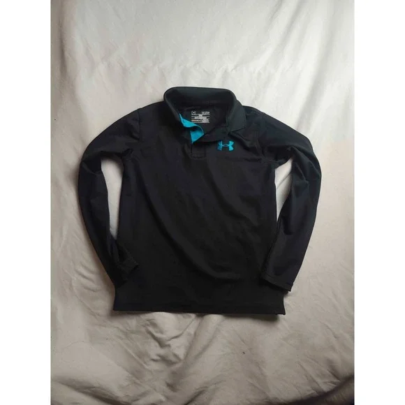Under Armour Polo Shirt‎ Youth Small Black AllSeasonsGear Long Sleeve Athleisure
