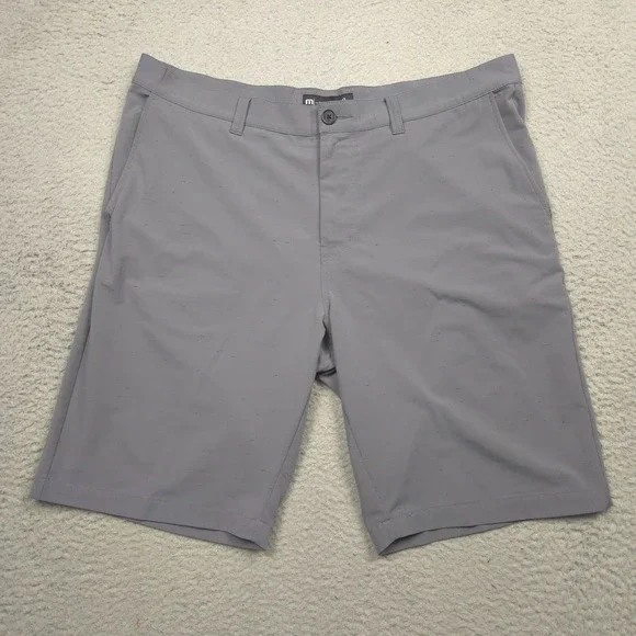TravisMathew Men's Golf Shorts Size 38 Gray Stretch Flat Front 10.5 Inseam
