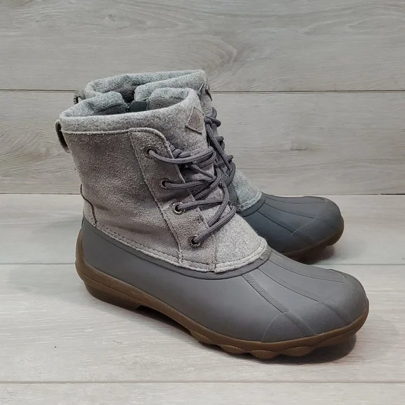 Sperry Womens Top Sider Wool Saltwater Rubber Waterproof Boots shoes sz 6.5M