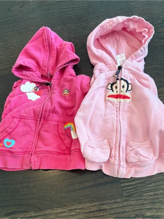 Paul Frank Girls' Pink & Light Pink Hooded Zip Sweatshirts