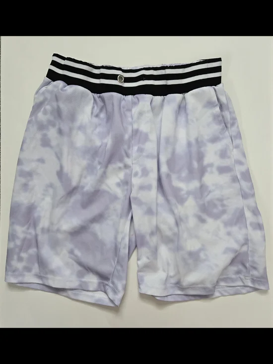 LIRA Tie Dye Men's Mesh Athletic Shorts Size M Lilac Contrast Elastic Waistband