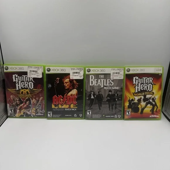 Xbox 360 Guitar Hero & Rock Band Game Lot CIB Tested Working Beatles AC/DC