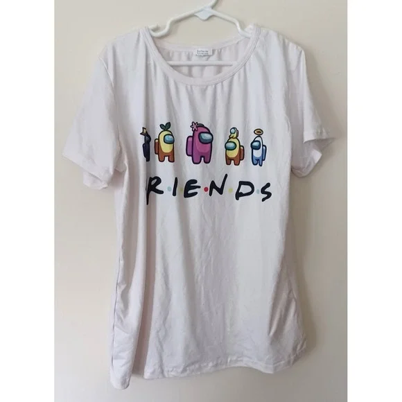 Among Us Friends Parody T-Shirt Kids 14-16T Graphic Tee Tween Novelty Gaming