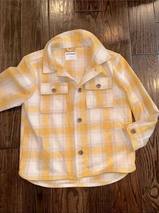 Old Navy Yellow Button-Up shacket size large girls 10-12 new with tags