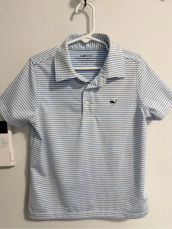 Vineyard Vines Light Blue & White Striped Polo