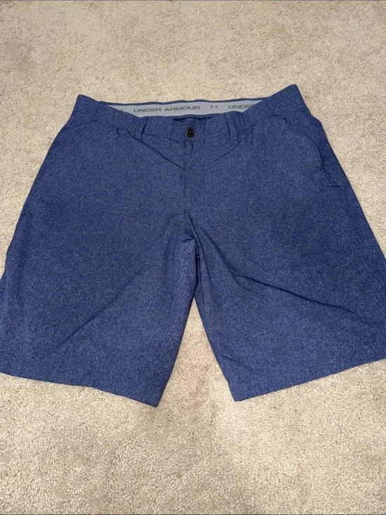Under Armour Men's Navy Heather Flat-Front Golf Shorts